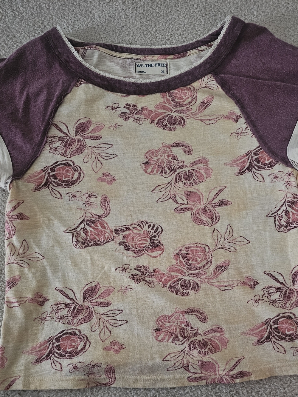 We The Free Wish You Were Here" Floral Print Tee collection Size XL - Picture 6 of 9